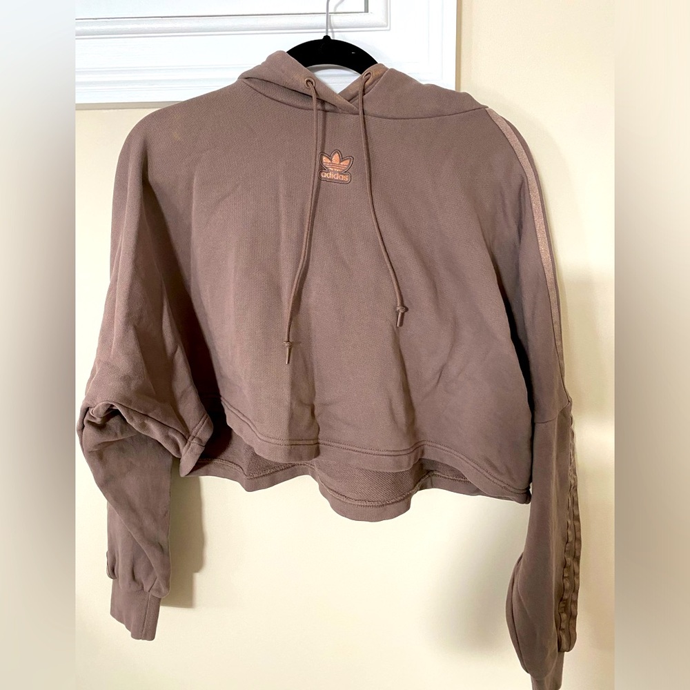 Adidas Washed Sparkly Cropped Hoodie Medium